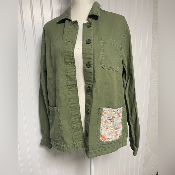 Hippie Laundry Boho Olive Embroidered Pocket Jacket Womens Large - Picture 1 of 10